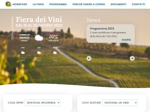 screenshot sito web Fiera dei Vini di Corno di Rosazzo